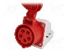Conector alimentare AC, IEC 60309, IP44, 16A, 400V AC, 5 pini, PCE - 115-6K