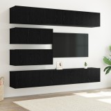 vidaXL Set 6 piese cabinet TV montat pe perete stejar negru lemn prelucrat
