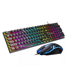 Set tastatura si mouse gaming TF270, RGB, USB foto