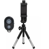 Pachet telecomanda wireless, mini trepied de masa extensibil din aluminiu cu cap de bila reglabil si suport telefon universal cu surub, montura 1 4 in