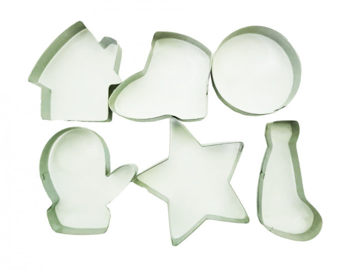 Set 6 forme decupatoare tema Craciun, pentru biscuiti sau gogosi, 6 cm, 513COF