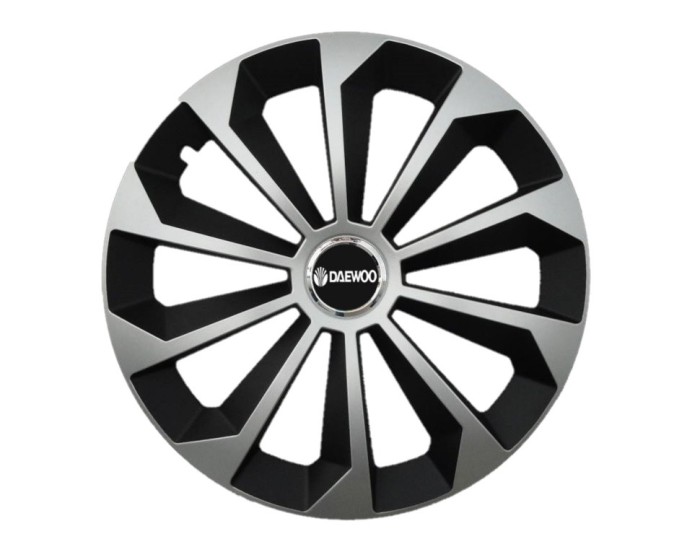 Set 4 capace roti Fame Gri-Negru cu inel R14, pentru gama auto Daewoo