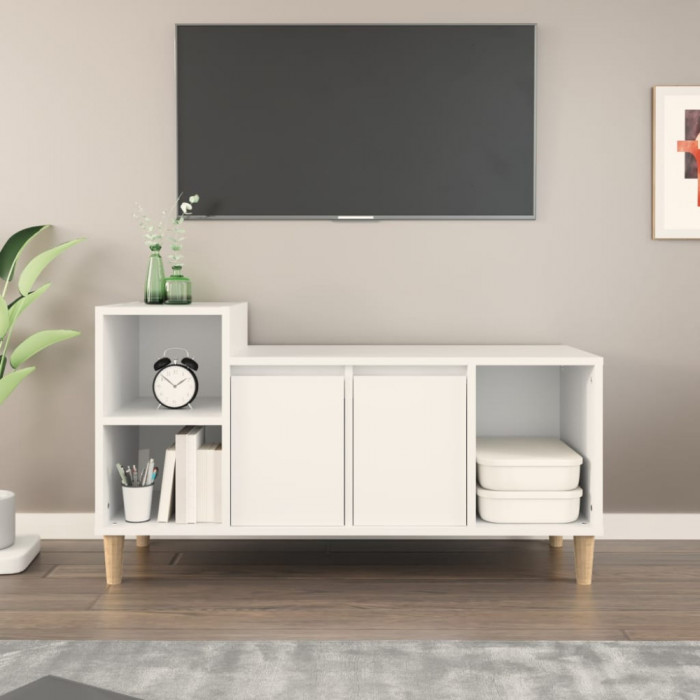 Comoda TV, alb, 100x35x55 cm, lemn prelucrat GartenMobel Dekor