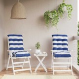 vidaXL Perne de scaun spătar mic, 2 buc. dungi albastre&amp;albe, textil 377716