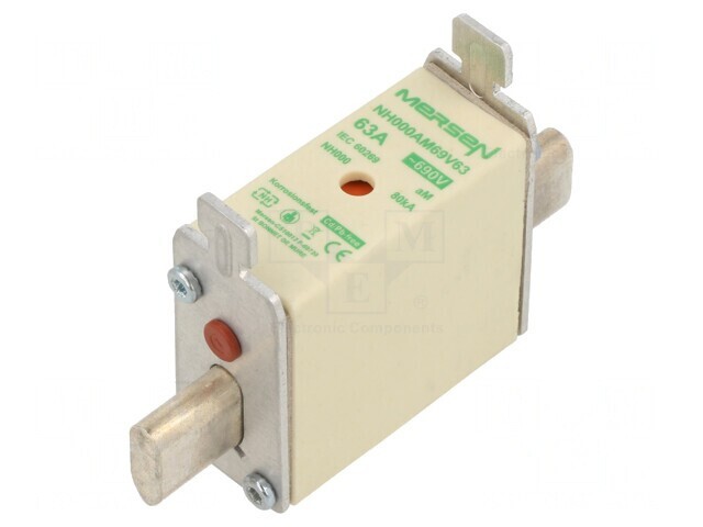 Siguranță industrială NH000 63A 690VAC ceramică