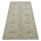 Covor de lana SOHO 477.07.LA400 OSTA - Flori, cadru, natural verde / bej, 160x240 cm