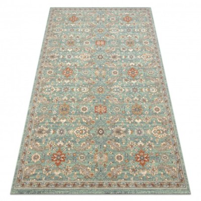 Covor de lana SOHO 477.07.LA400 OSTA - Flori, cadru, natural verde / bej, 160x240 cm foto