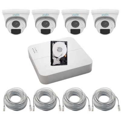 Sistem supraveghere IP Uniarch, 4 camere de interior 4MP 2K, IR 30m, Microfon, NVR 4 canale, HDD 500GB, Accesorii montaj SafetyGuard Surveillance foto