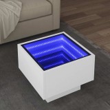 Cumpara ieftin Masă laterală cu LED, alb, 40x40x30 cm, lemn prelucrat
