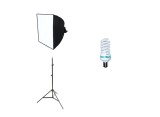 Cumpara ieftin Kit lumina continua foto-video softbox 40x40cm fasung E27 incorporat + bec + stativ, Generic