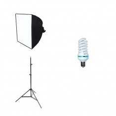 Kit lumina continua foto-video softbox 40x40cm fasung E27 incorporat + bec + stativ