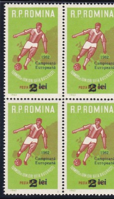 1962 LP 546 R.P.R.CAMPIOANA EUROPEANA JUNIORI U.E.F.A. SERIE SUPRATIPAR BLOC MNH foto
