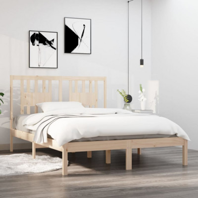 vidaXL Cadru de pat, 140x190 cm, lemn masiv de pin foto