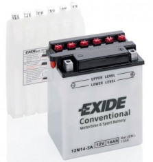 Baterie moto Acid cu intretinere EXIDE 12V 14Ah 130A R+ aerisire stanga 134x89x166 Incarcare uscata cu acid foto