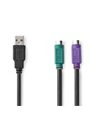 Cablu USB-A tata - 2x PS/2 mama tastatura/mouse Nedis 0.3m negru