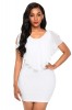 D600-2 Rochie scurta alba, accesorizata cu voal in partea de sus, M