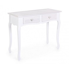 Consola cu 2 sertare din lemn alb patinat Charlene 90 cm x 40 cm x 78 h