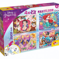 Puzzle de podea 2 in 1 Lisciani Disney Princess, Maxi, 4 x 48 piese