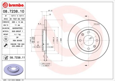 BREMBO 08.7238.11 PRIME LINE - UV Coated Disc frana foto
