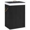 VidaXL Coș de rufe din bambus cu 2 secțiuni, negru, 72 L