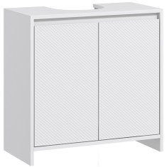 HOMCOM Mobilier Sub Chiuvetă pentru Baie cu 2 Uși, Dulap de Baie cu Decupaj &icirc;n U pentru Țevi, 60x30x60 cm, Alb | Aosom Romania