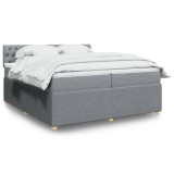 VidaXL Pat box spring cu saltea, gri deschis, 200x200 cm, textil 3289870