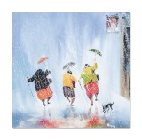 Cumpara ieftin Tablou pictat manual, Prin ploaie, 70x70cm ulei pe panza Geo Ungureanu, reproducere Des Brophy