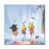 Tablou pictat manual, Prin ploaie, 70x70cm ulei pe panza Geo Ungureanu, reproducere Des Brophy
