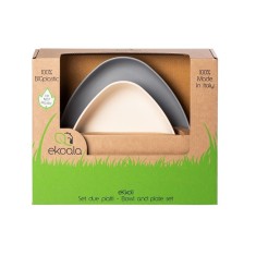 Set 2 farfurii, eKoala, BIOplastic, White Grey