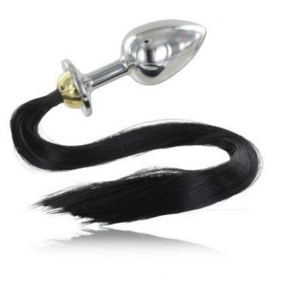 METAL HARD - STEEL ANAL PLUG WITH TAIL 8.89CM foto