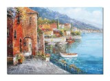 Cumpara ieftin Tablou impasto lacul Como pictat manual, Peisaj de poveste, colt de rai 100x70cm ulei pe panza, Valentin Pop