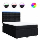 Cumpara ieftin Pat box spring cu saltea, negru, 140x200 cm, textil