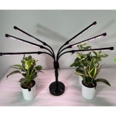 Lampa UV pentru crestere plante Flippy, conectare la retea, 30W, 6 capete, lumina mov, 108 LED-uri, ajustabila pana la 68.5 cm foto