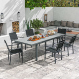 Cumpara ieftin Outsunny Set de dining din 7 piese pentru terasa, Masa extensibil