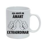Cana alba personalizata &quot;Asa arata un amant extraordinar&quot;, INOVATIX&reg;. 330ml
