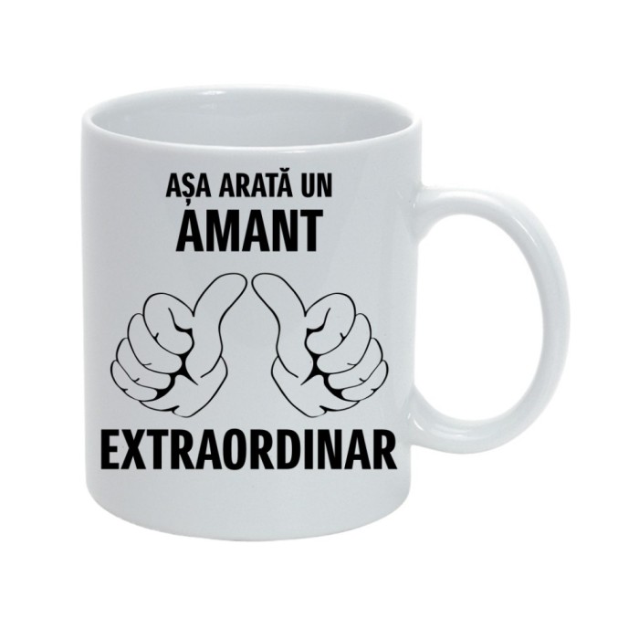 Cana alba personalizata &quot;Asa arata un amant extraordinar&quot;, INOVATIX&reg;. 330ml