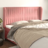 Cumpara ieftin Tăblie de pat cu aripioare, roz, 203x23x118/128 cm, catifea