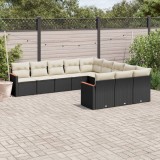 Cumpara ieftin Set canapele de grădină cu perne, 11 piese, negru, poliratan