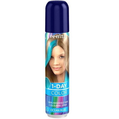 Spray colorant pentru par fixativ Venita, 1-Day Color, nr 02, nu contine amoniac sau oxidanti, Albastru deschis foto