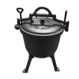 Ceaun din fonta emailata cu picioare si capac, 4litri, negru, Kinghoff