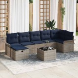 vidaXL Set de canapele pentru grădină cu pernă 8 pcs Gri Rattan poli 3360246