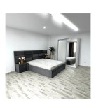 Dormitor complet VEN08 Gri, pat 160x200cm, noptiere 58cm, sifonier 150cm. Transport gratuit