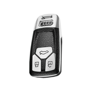 Husa Cheie Auto pentru Audi - Keyless Go, Tpu, Argintiu/negru foto