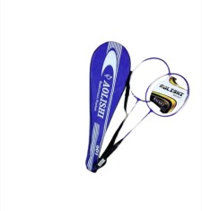Set Badminton BSR, Palete cu Maner din Lemn, L 63 cm, Husa cu Fermoar, 2 buc, Mov