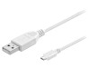 Cablu USB 2.0 USB A la USB B Micro 1.8m Alb, Goobay