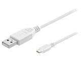 Cablu USB 2.0 USB A la USB B Micro 1.8m Alb, Goobay