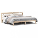Cumpara ieftin Cadru pat cu tablie 200x200 cm, lemn masiv de pin