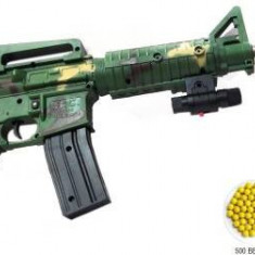 PUSCA CU BILE AIRSOFT CALIBRU 6MM,CELEBRUL SNIPER M16 CAMUFLAJ,LASER,500BILE,NOU