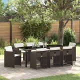 Cumpara ieftin Set de masă pentru grădină cu pernă 9 pcs Maro Rattan poli