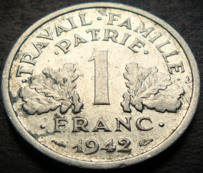 Moneda istorica 1 FRANC - FRANTA, anul 1942 * cod 3929 foto